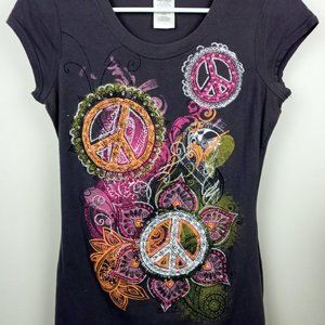 Peace sign glitter womens top